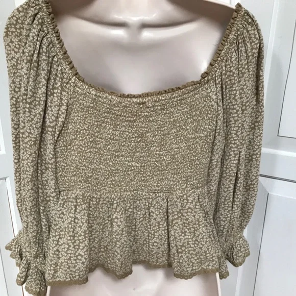 Free People Tan Floral Crop Top - Picture 12 of 14